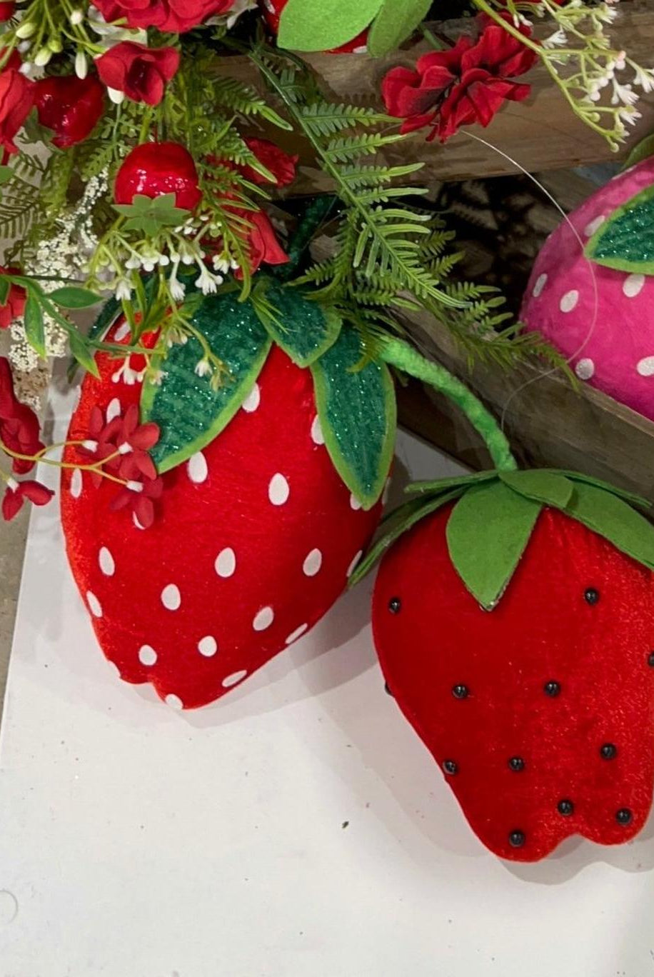 8in Plush Red Strawberry Accent