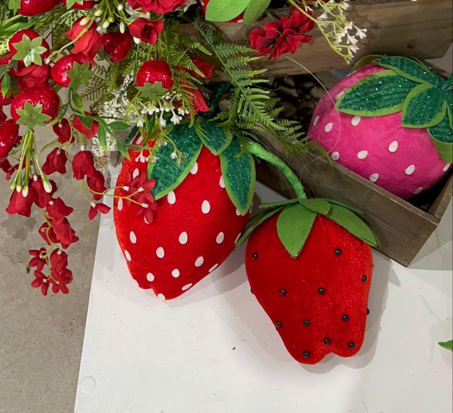 8in Plush Red Strawberry Accent