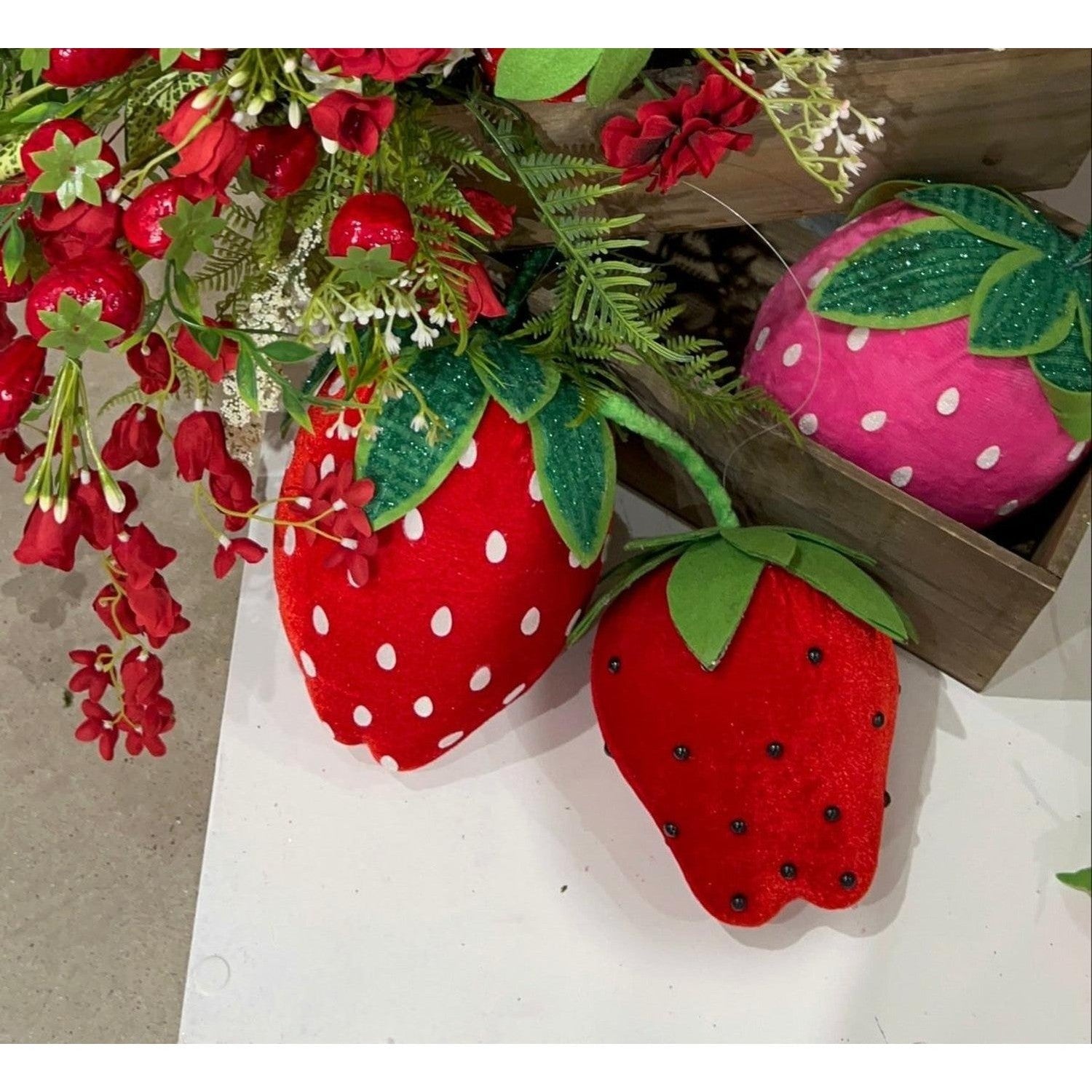 8in Plush Red Strawberry Accent