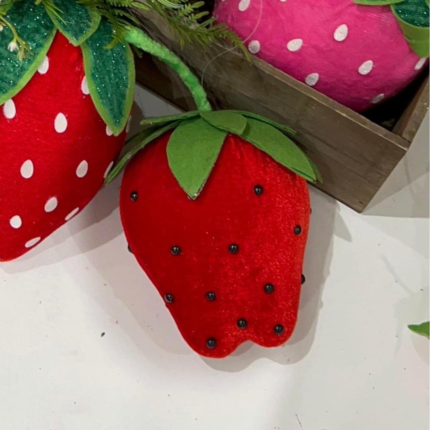 8in Plush Red Strawberry Accent