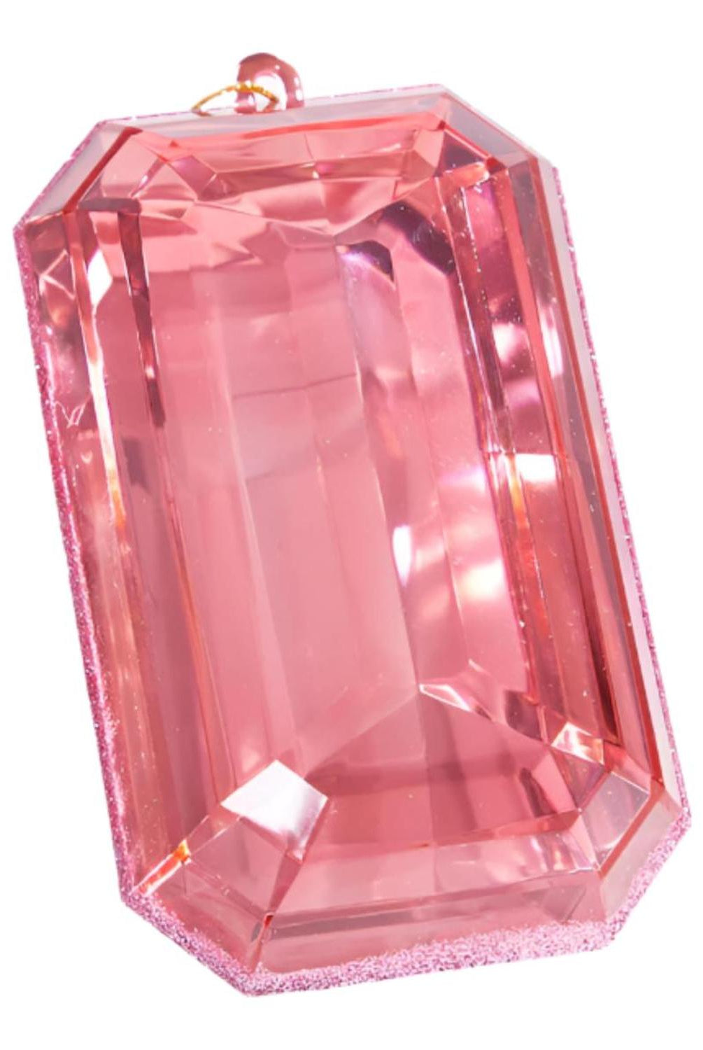 9" Acrylic Emerald Cut Precious Gem Ornament: Pink