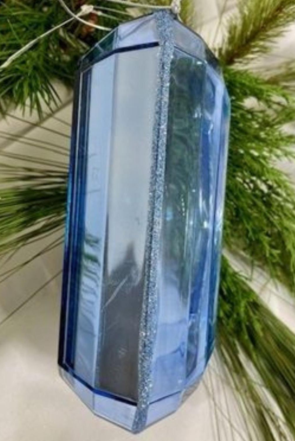 9" Acrylic Rectangle Jewel Ornament: Sapphire Blue