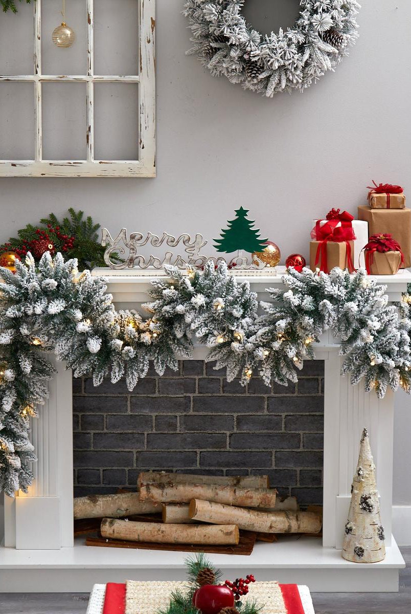 Shop For 9’ LED Flocked Artificial Christmas Garland