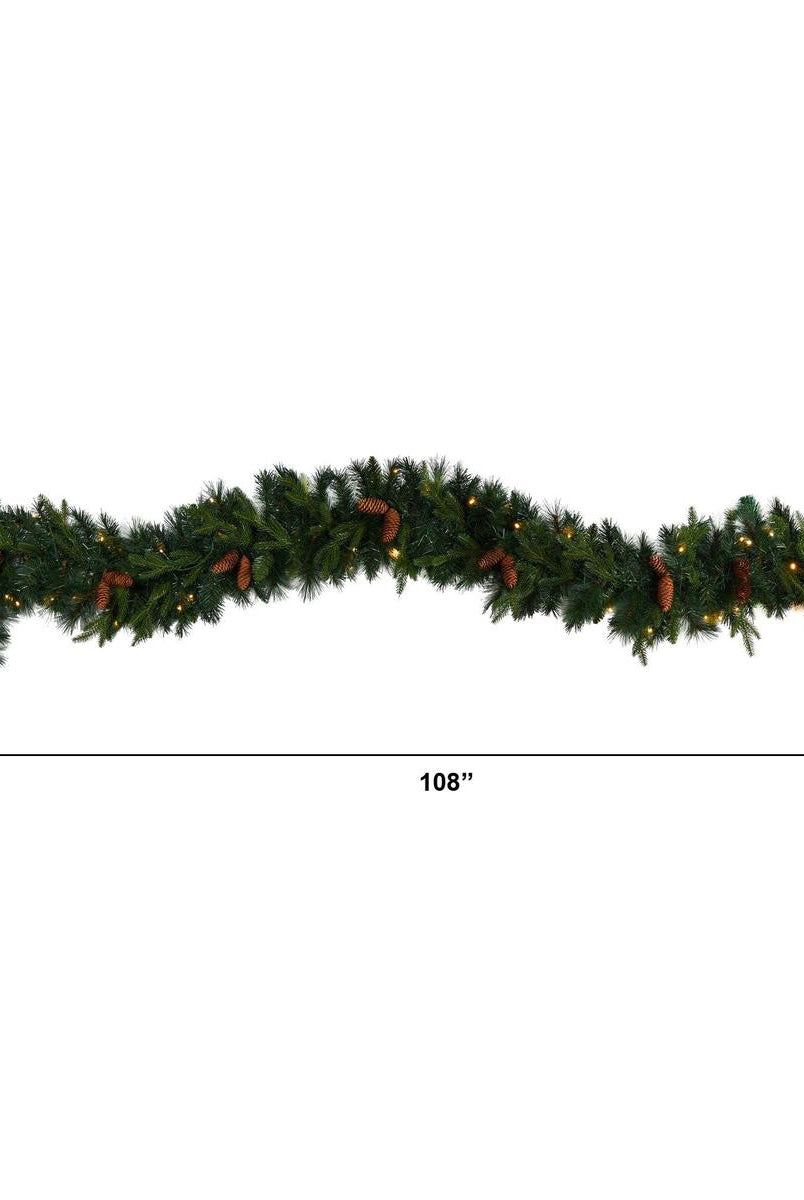 Shop For 9' LED Mixed Pines and Pinecones Garland