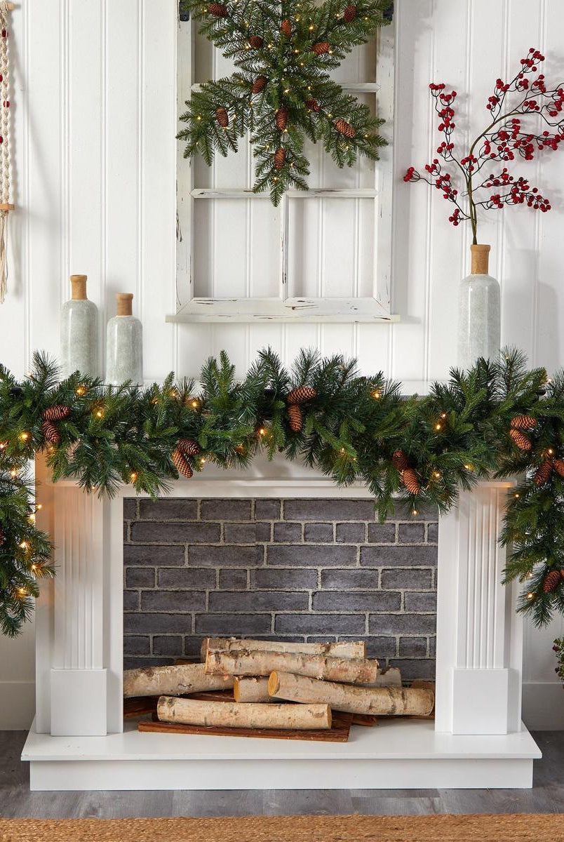 Shop For 9' LED Mixed Pines and Pinecones Garland