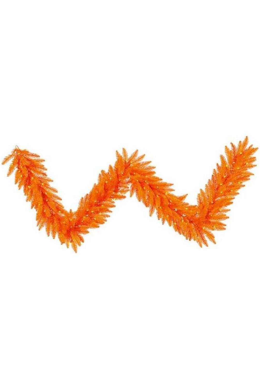 9' Orange Fir Garland, Dura-Lit LED lights