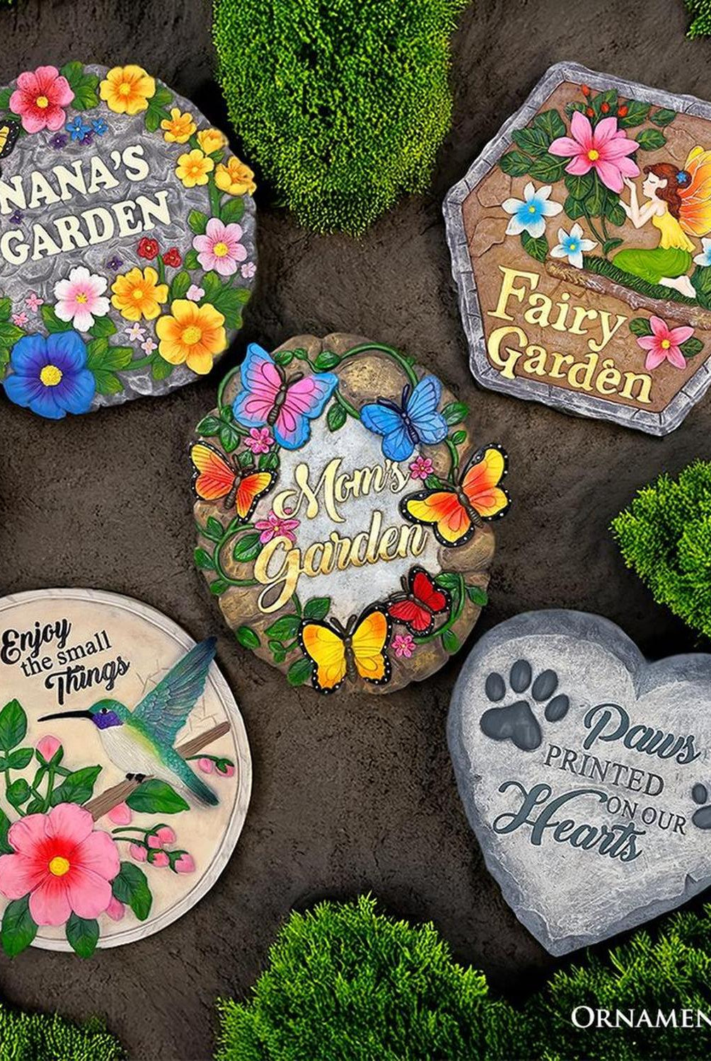You’re Forever in Our Hearts Angel Wing Stepping Stone, 9.5" Garden Decorative Memorial Resin Figurine