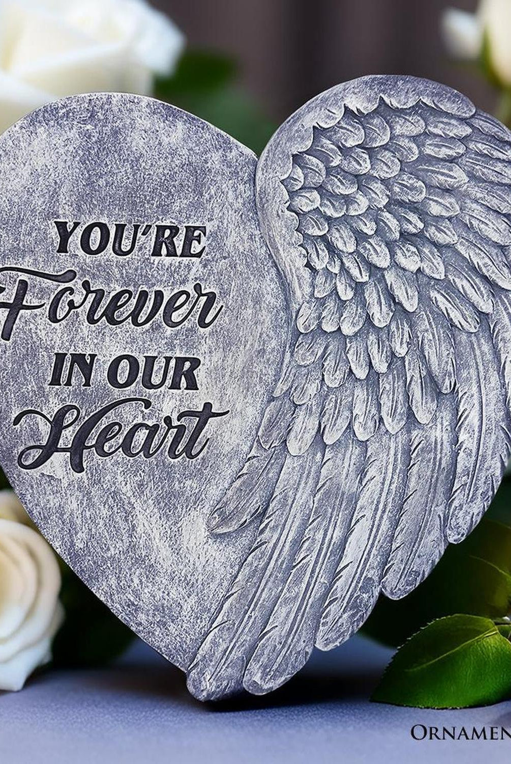 You’re Forever in Our Hearts Angel Wing Stepping Stone, 9.5" Garden Decorative Memorial Resin Figurine