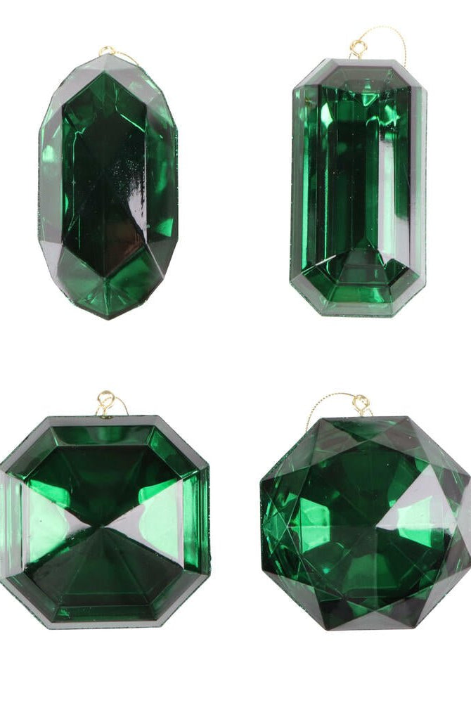 Shop For Acrylic Jewel Assortment Ornament: Emerald (Set 4) at Michelle's aDOORable Creations