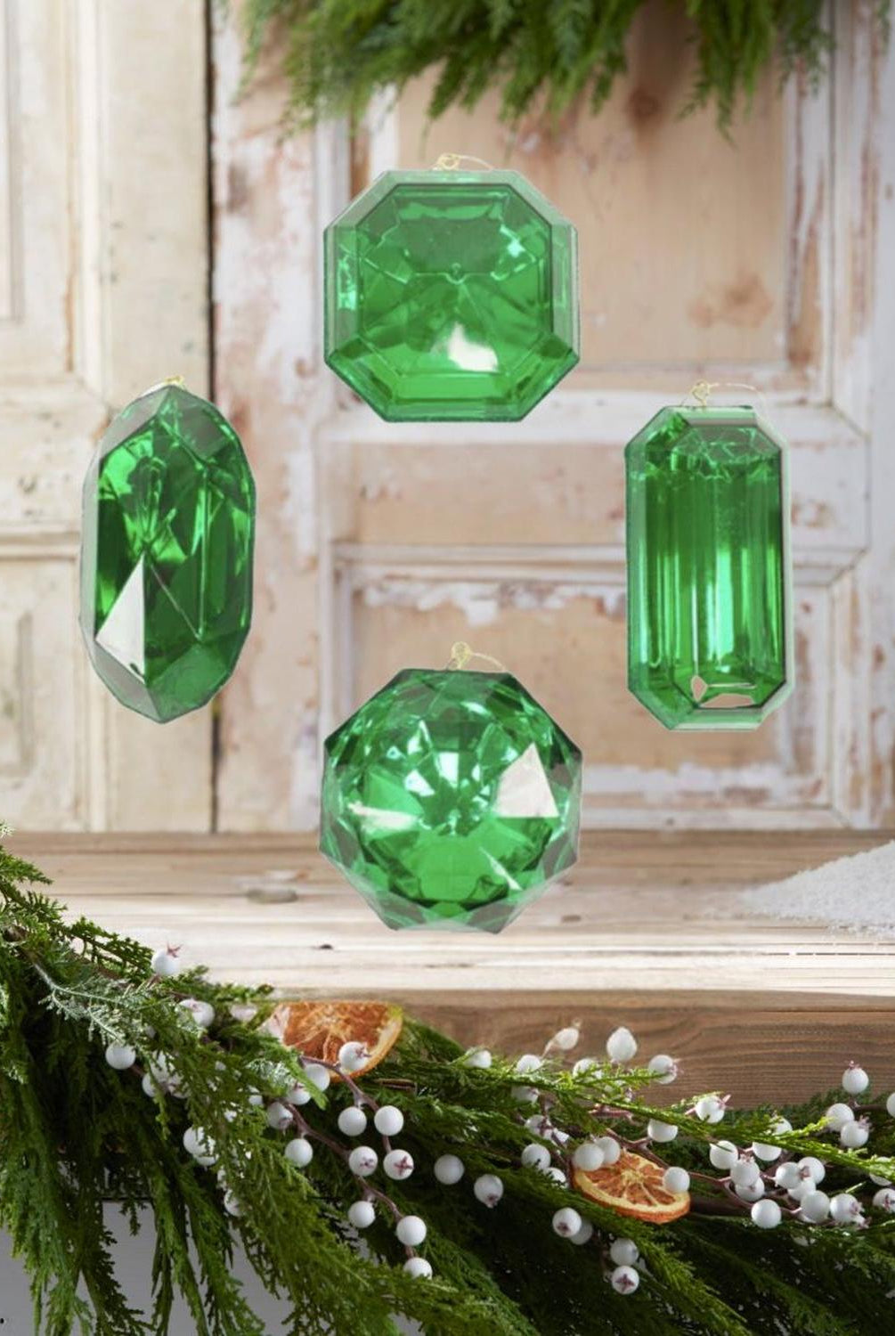 Acrylic Jewel Assortment Ornament: Lime Green (Set 4)