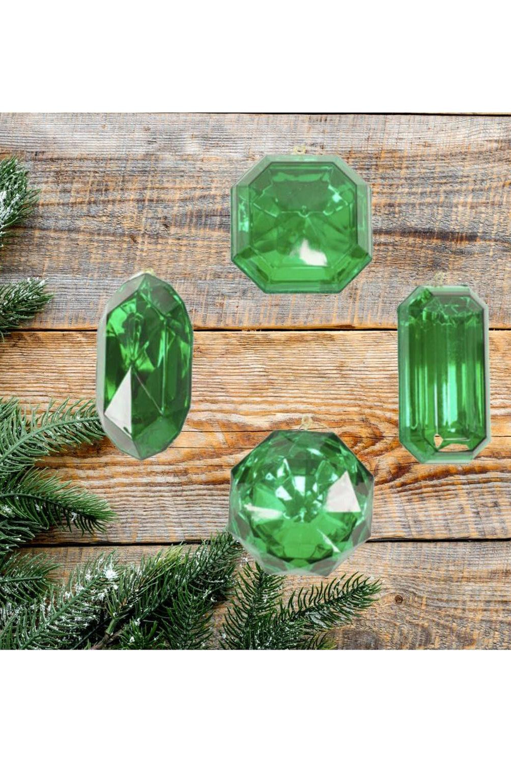 Acrylic Jewel Assortment Ornament: Lime Green (Set 4)