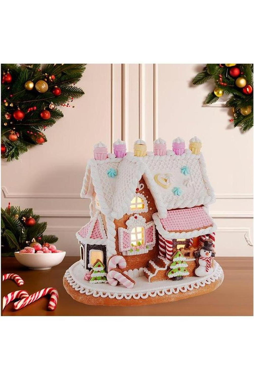 Shop For Battery - Operated LED Gingerbread Cake House 9" at Michelle's aDOORable Creations