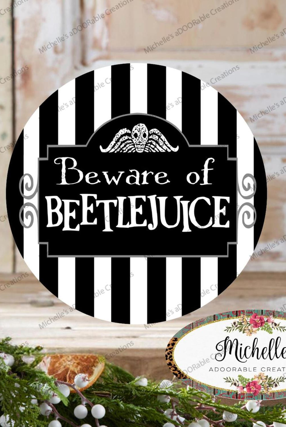 Beware of Beetle Juice Halloween Sign