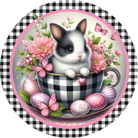 Shop For Black Check Easter Spring Bunny Teacup Sign