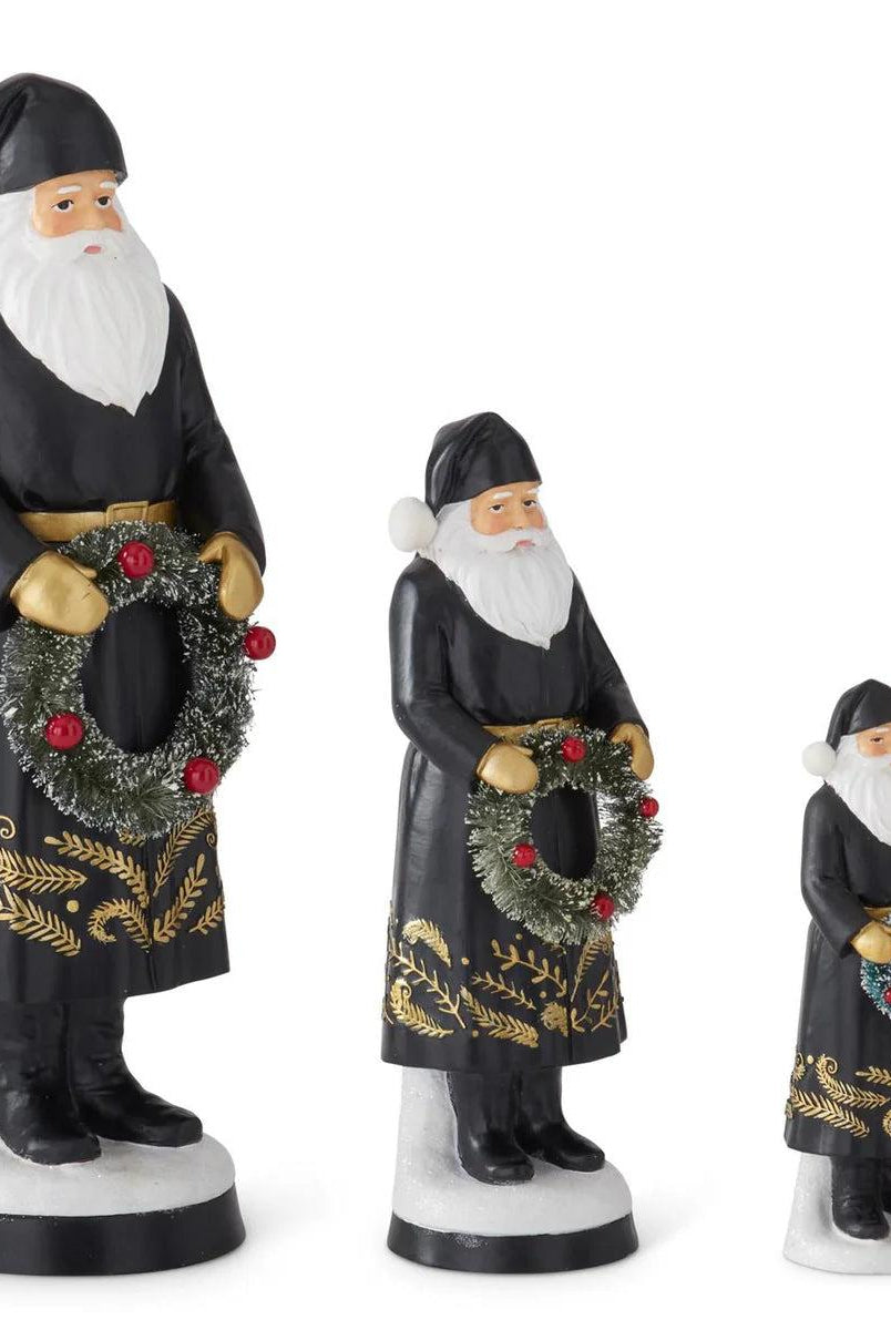 Shop For Black Coat Santa's Holding Bottle Brush Wreath (Set of 3)