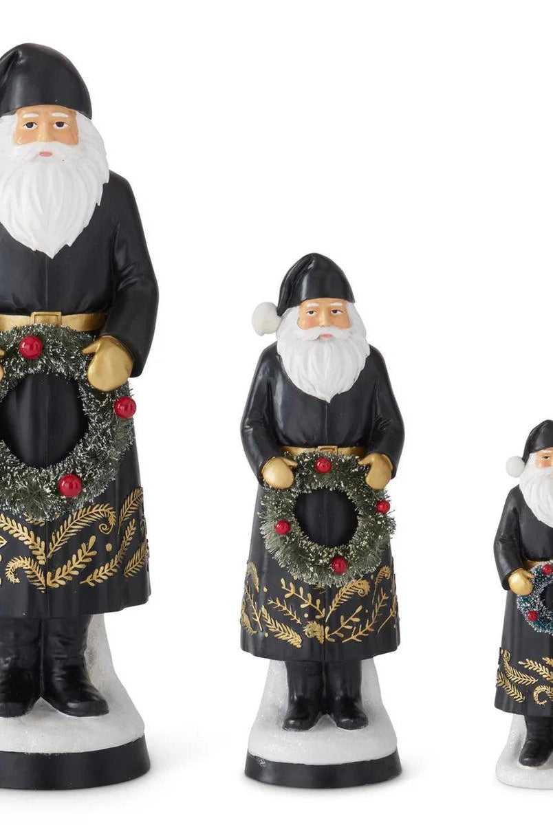 Shop For Black Coat Santa's Holding Bottle Brush Wreath (Set of 3)
