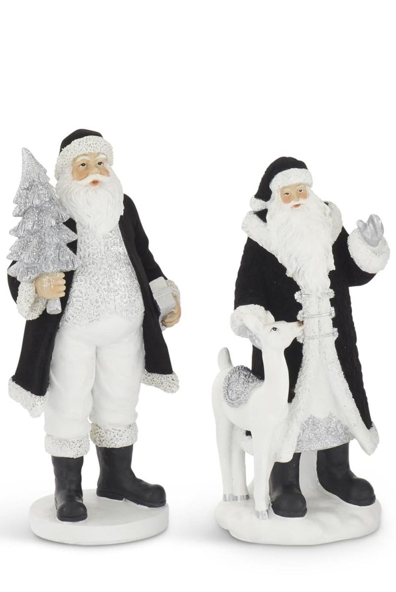 Shop For Black Velvet Resin Santa's (Set of 2)