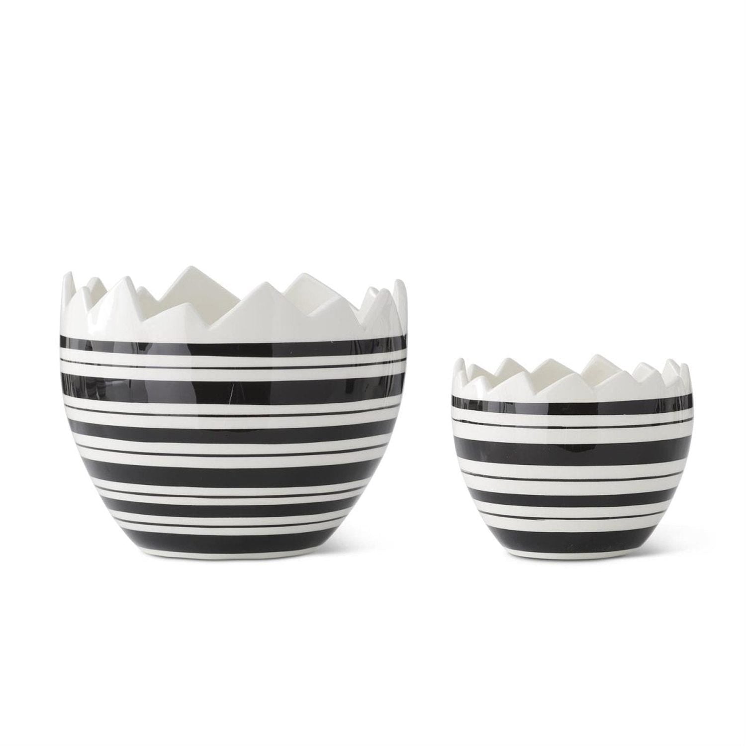 Shop For Black & White Striped Ceramic Egg Dishes (Set of 2)