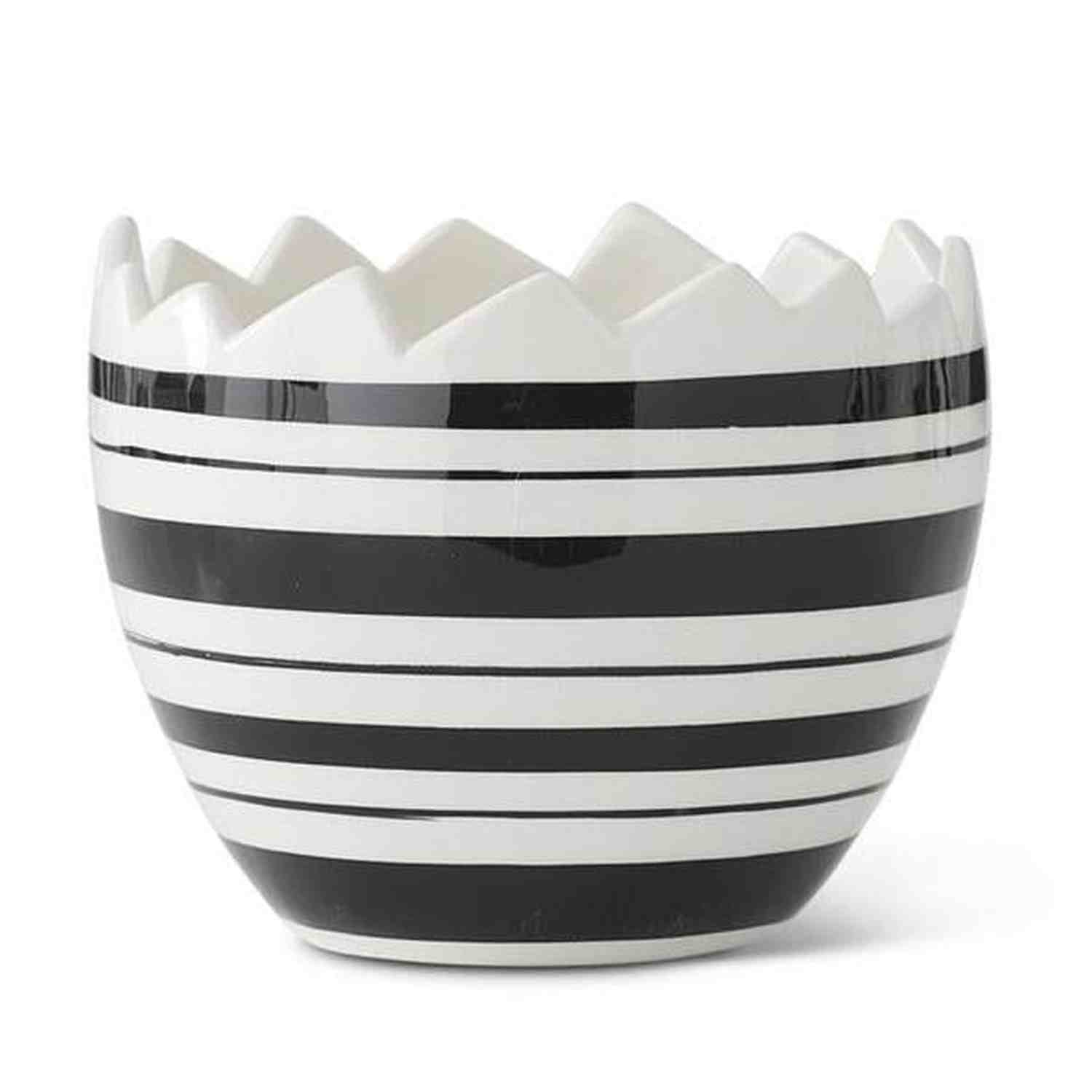 Shop For Black & White Striped Ceramic Egg Dishes (Set of 2)