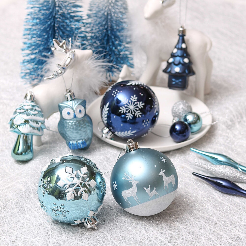 Shop For Blue and Silver Ornament Bundle (Set of 80)