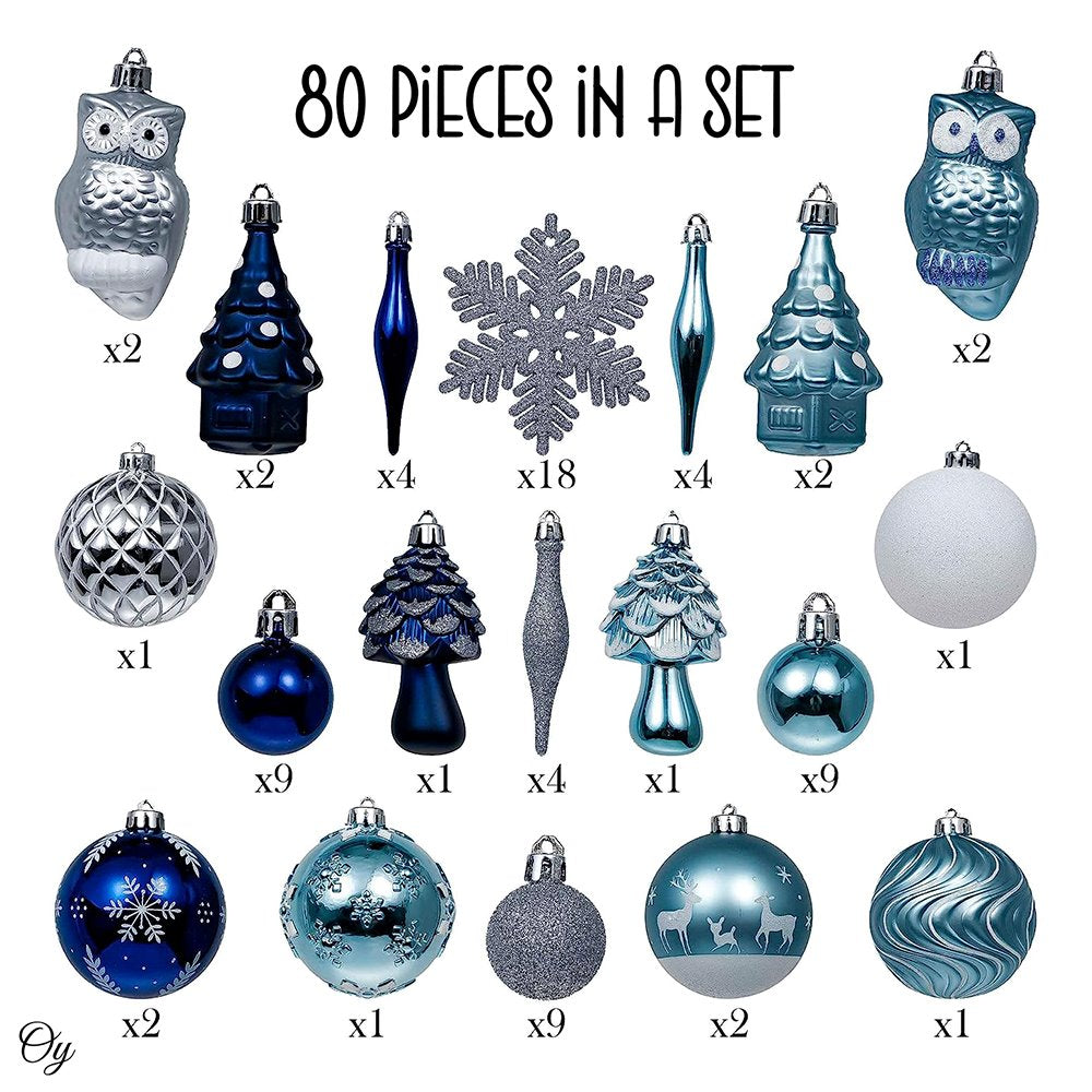 Shop For Blue and Silver Ornament Bundle (Set of 80)