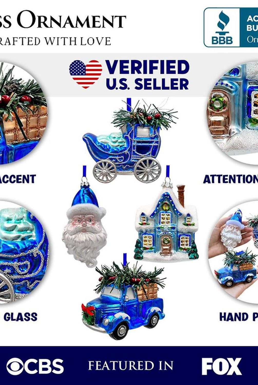 Shop For Blue Christmas Ornament Bundle (Set of 4)