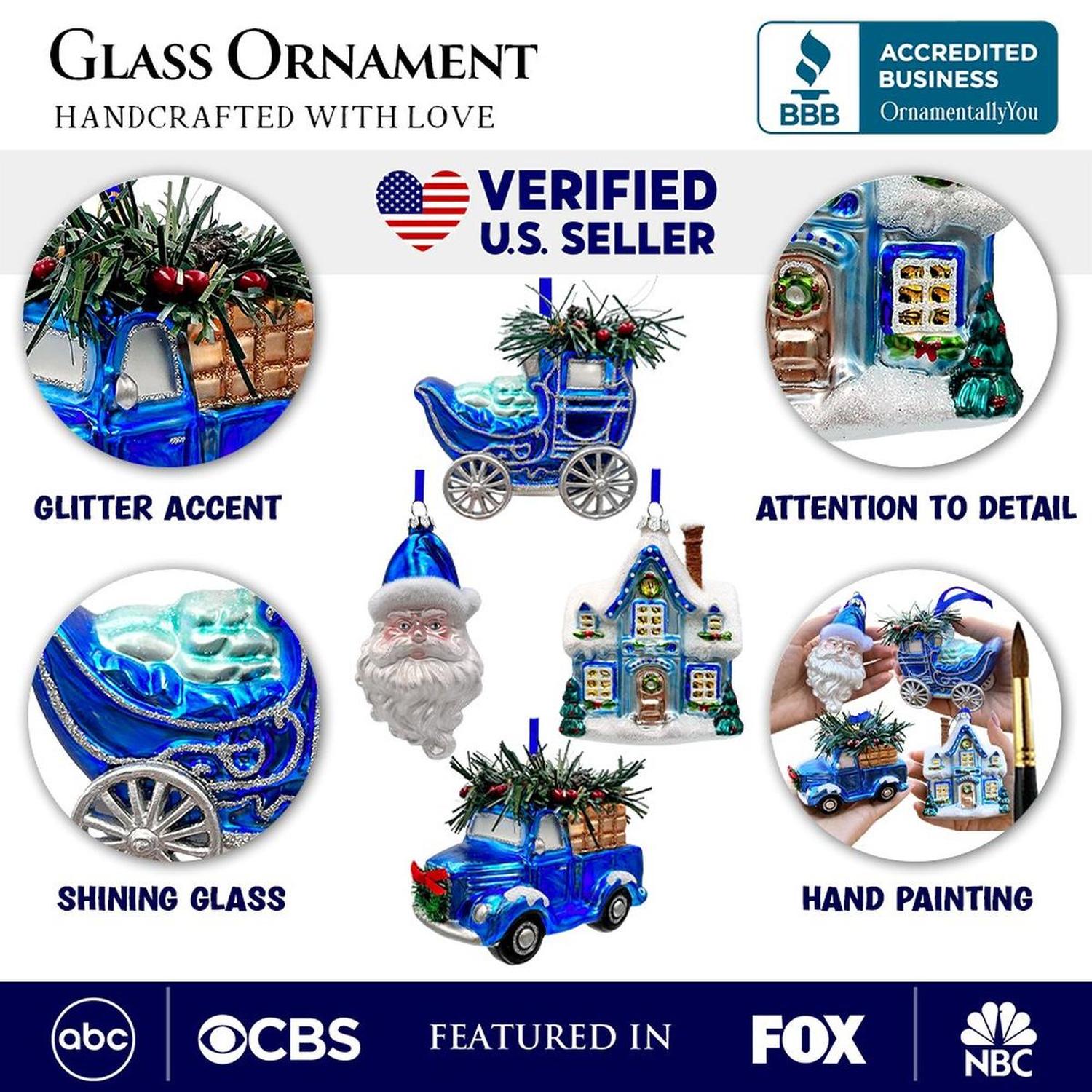 Shop For Blue Christmas Ornament Bundle (Set of 4)