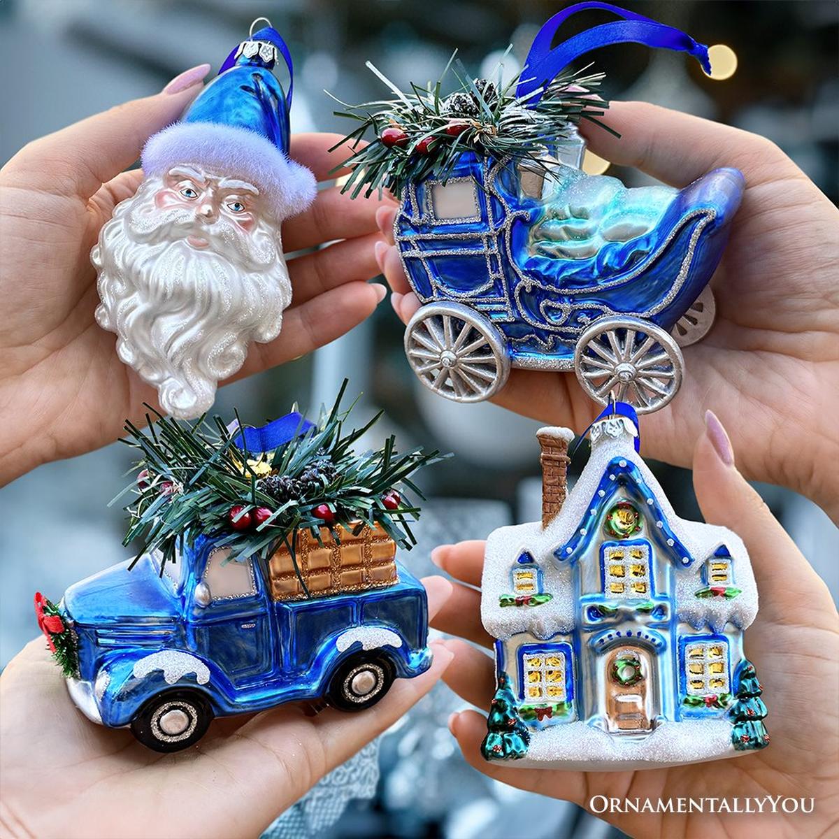 Shop For Blue Christmas Ornament Bundle (Set of 4)