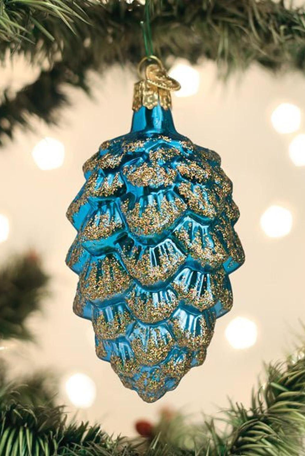 Blue Ponderosa Pine Cone Ornament
