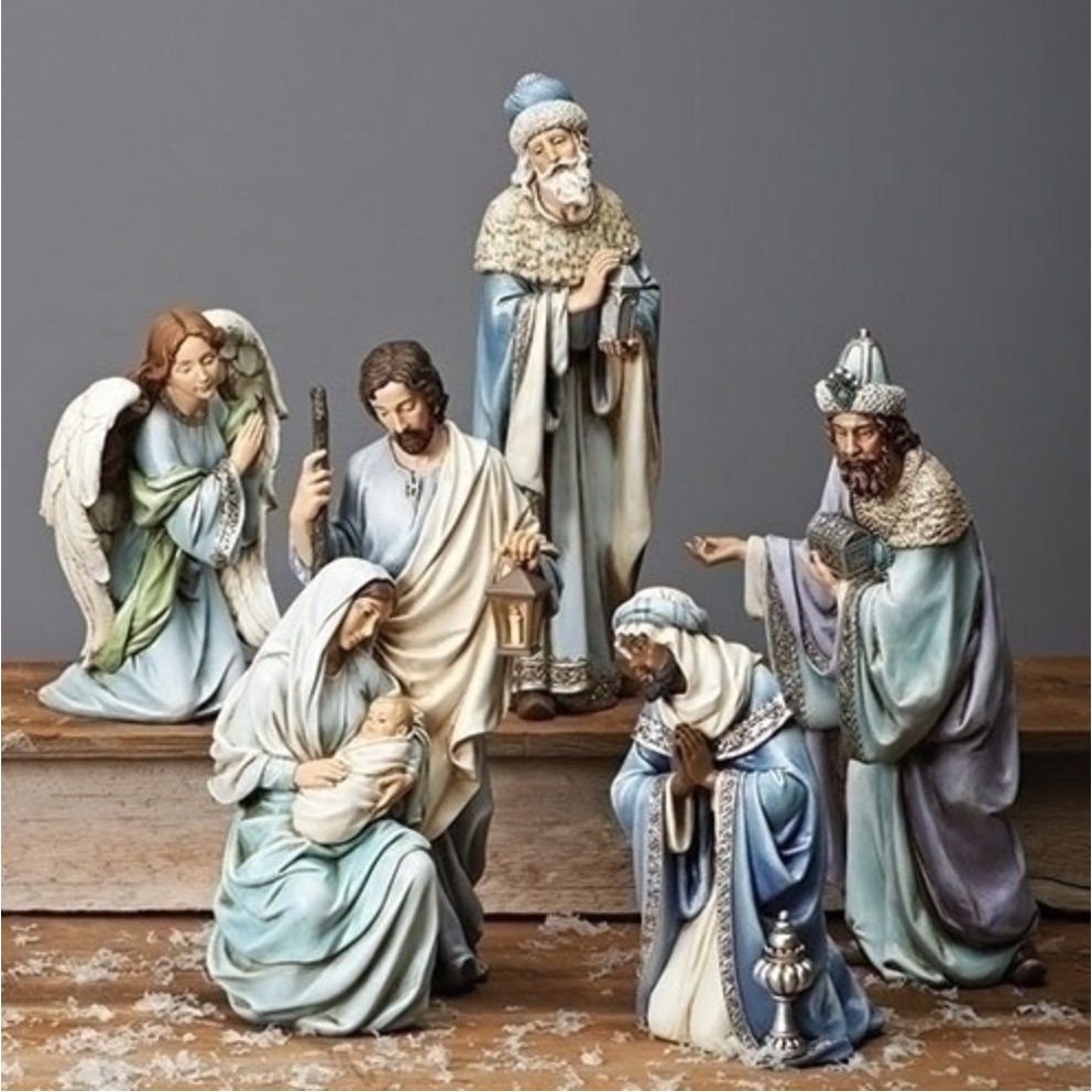 Shop For Blue Robe Nativity Figures, 5 Piece Set at Michelle's aDOORable Creations
