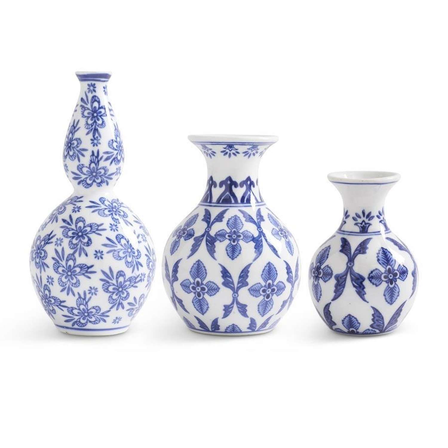 Shop For Blue & White Chinoiserie Mini Bud Vases (Set of 3)
