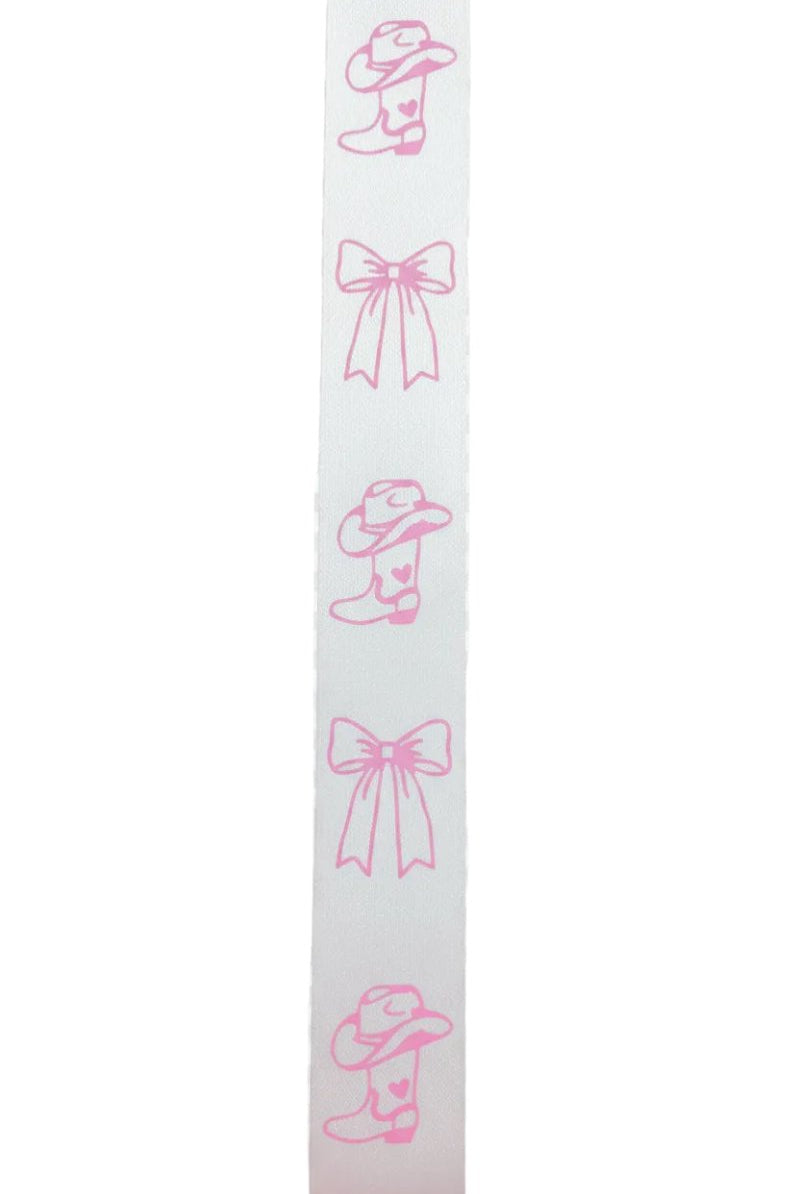 Shop For Boots & Bows Ribbon Num 9: White/Pink 100 yd