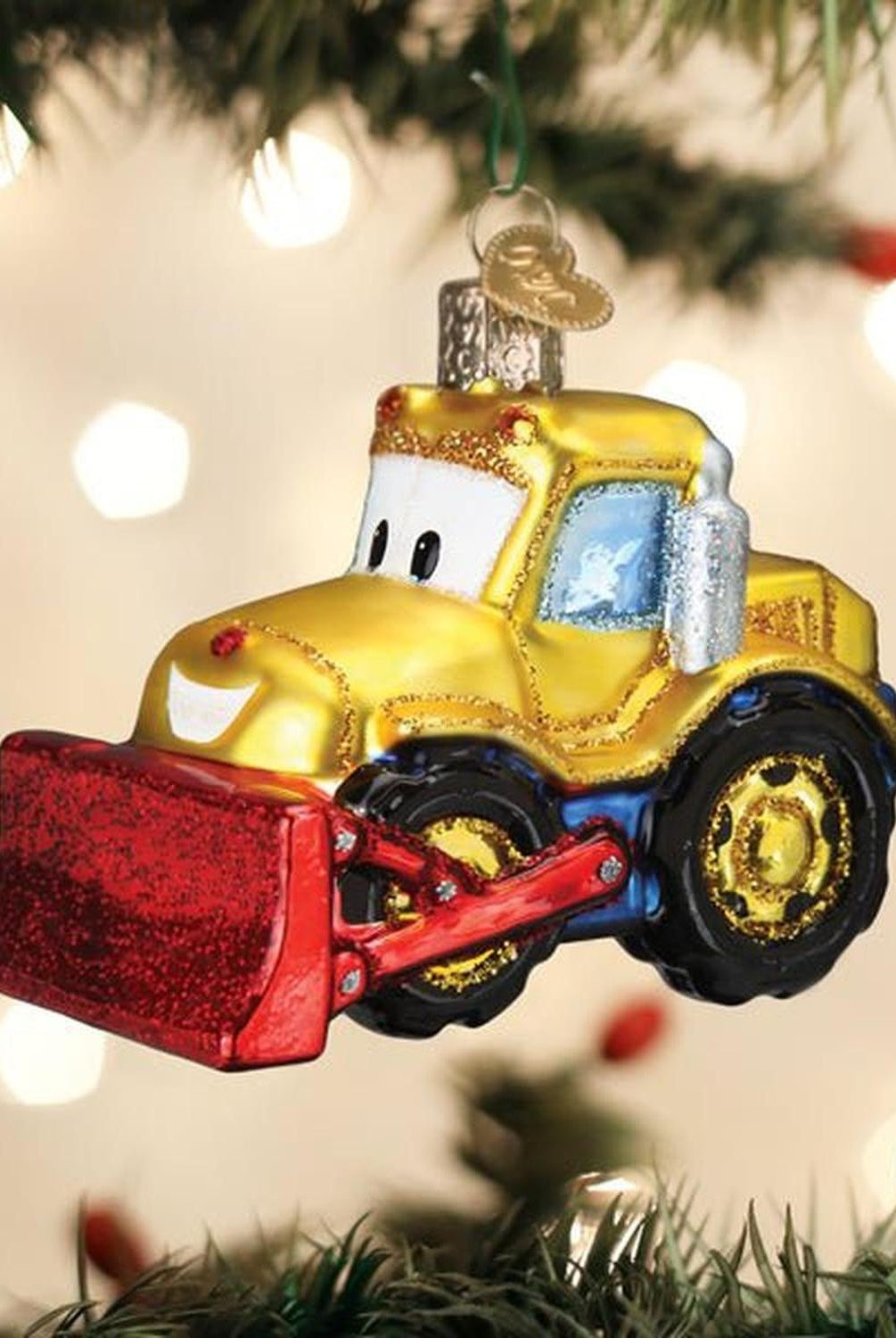 Bright-eyed Bulldozer Ornament