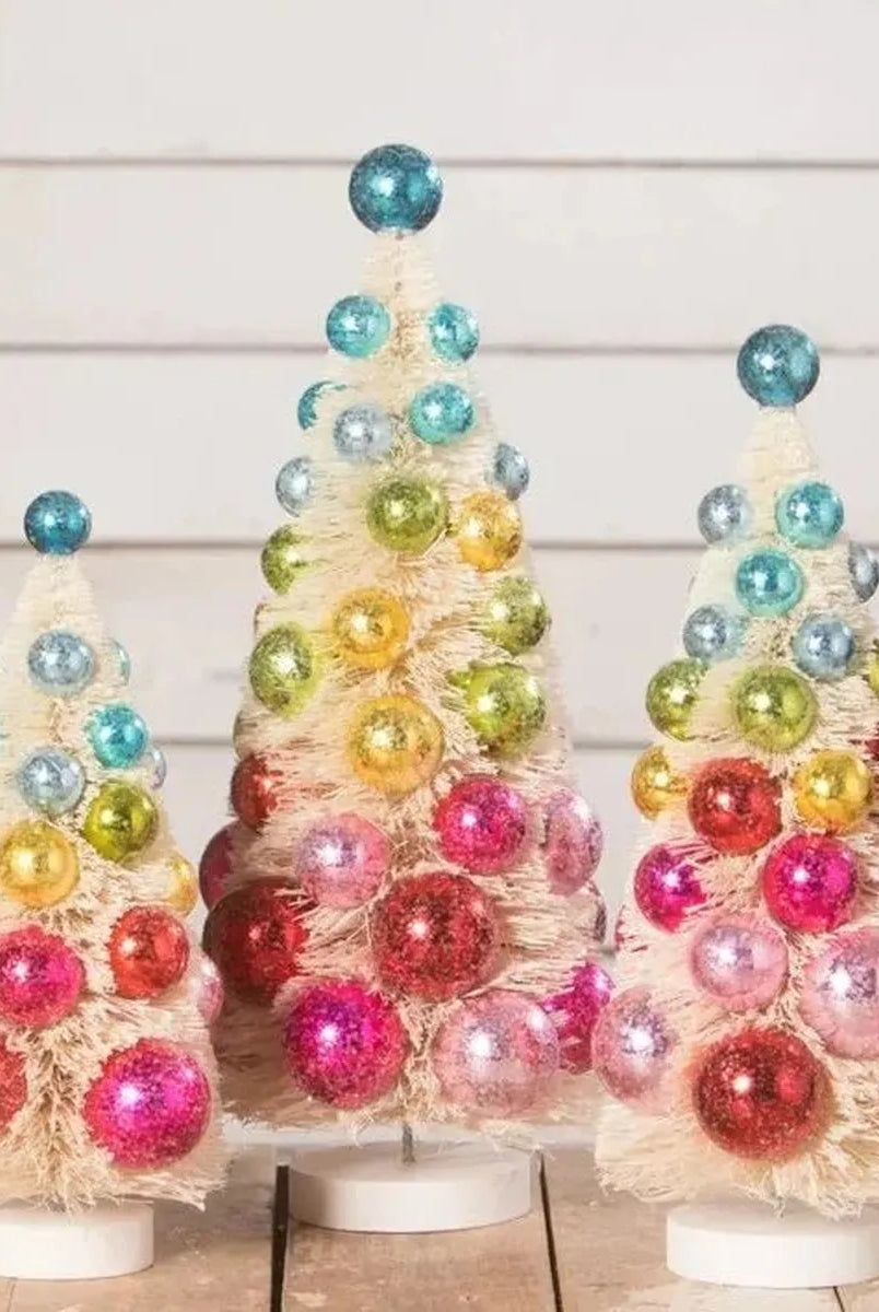 Shop For Bright Hues Polka Dot Bottle Brush Trees Set/3