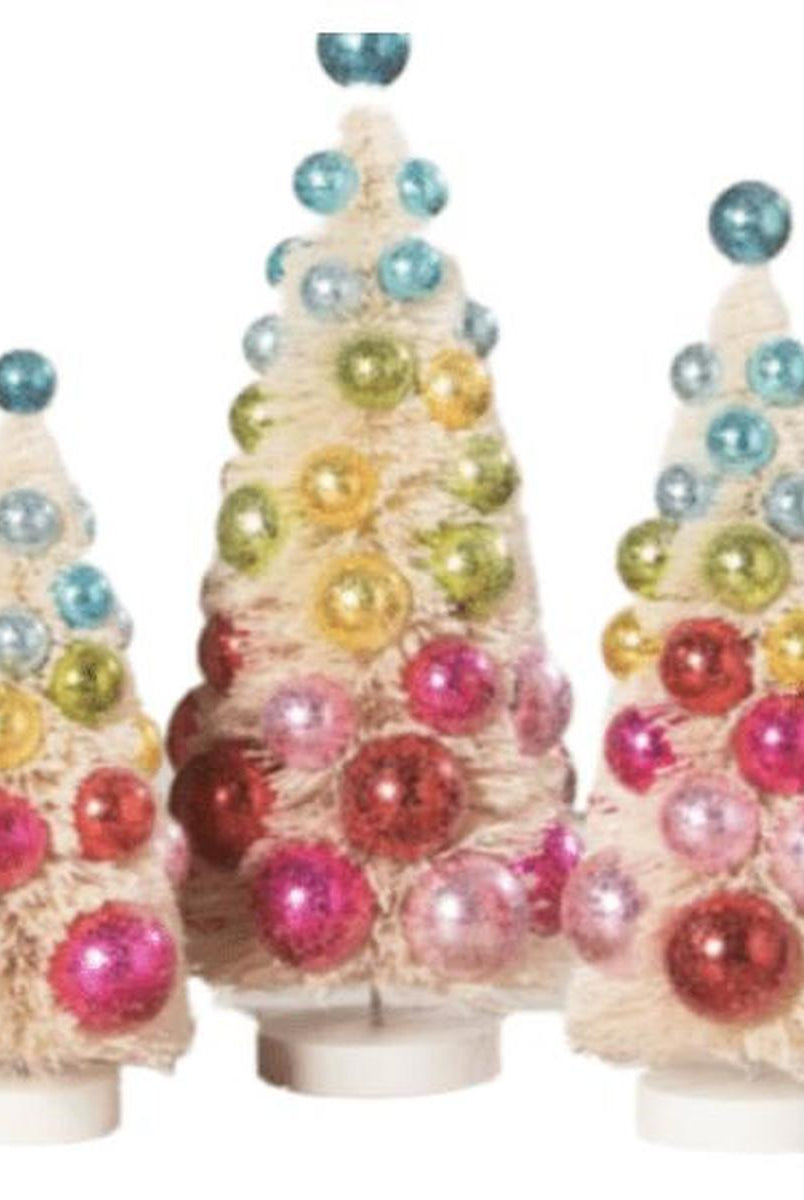 Shop For Bright Hues Polka Dot Bottle Brush Trees Set/3 by Bethany Lowe Designs