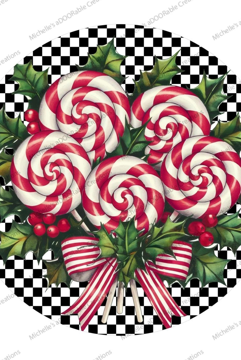 Candy Cane Peppermint Black White Sign
