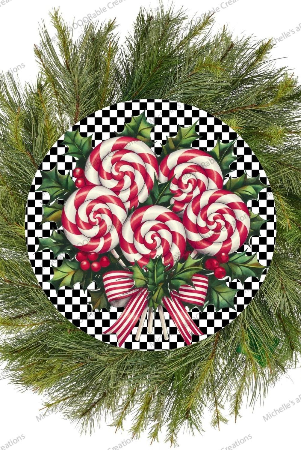 Candy Cane Peppermint Black White Sign