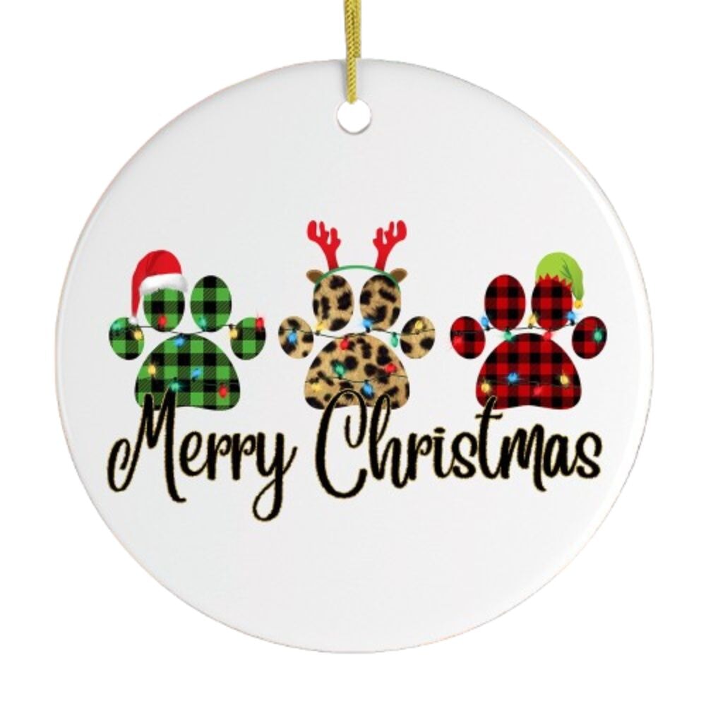 Shop For Cat Paw Plaid Prints Christmas Ornament