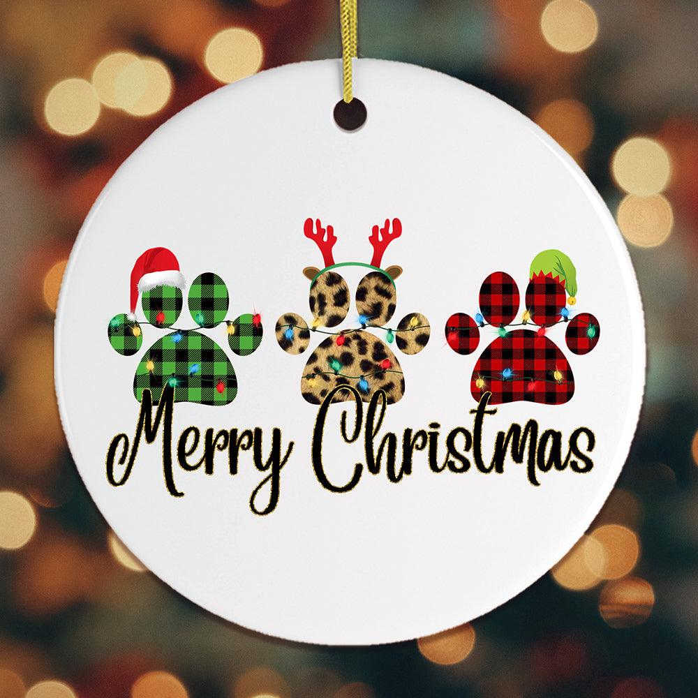 Shop For Cat Paw Plaid Prints Christmas Ornament