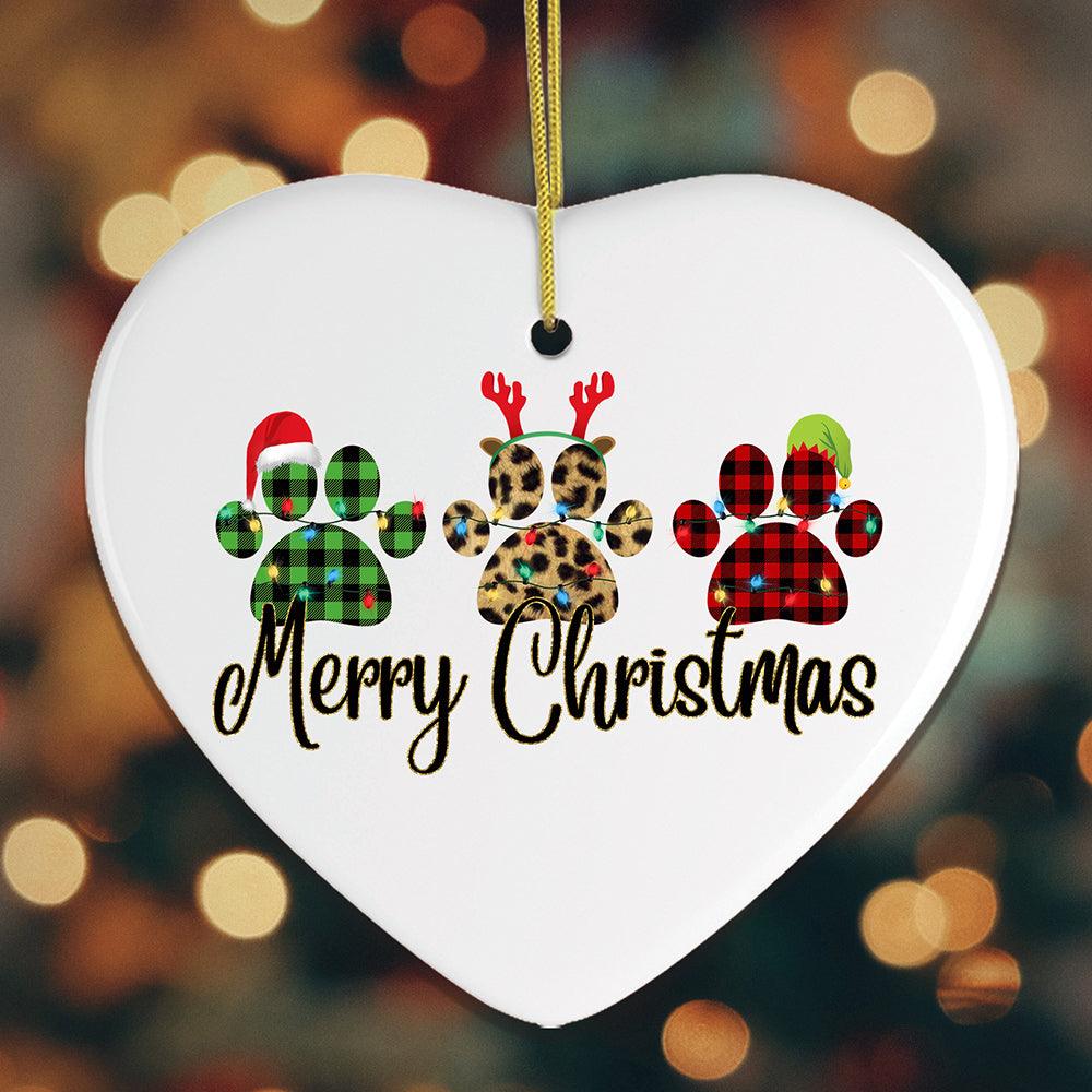 Shop For Cat Paw Plaid Prints Christmas Ornament