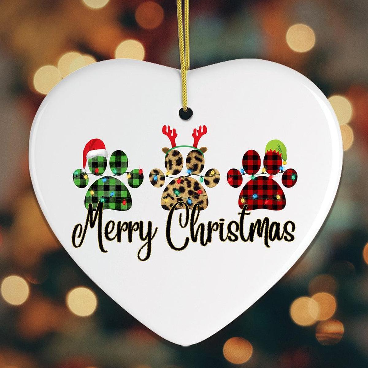 Shop For Cat Paw Plaid Prints Christmas Ornament