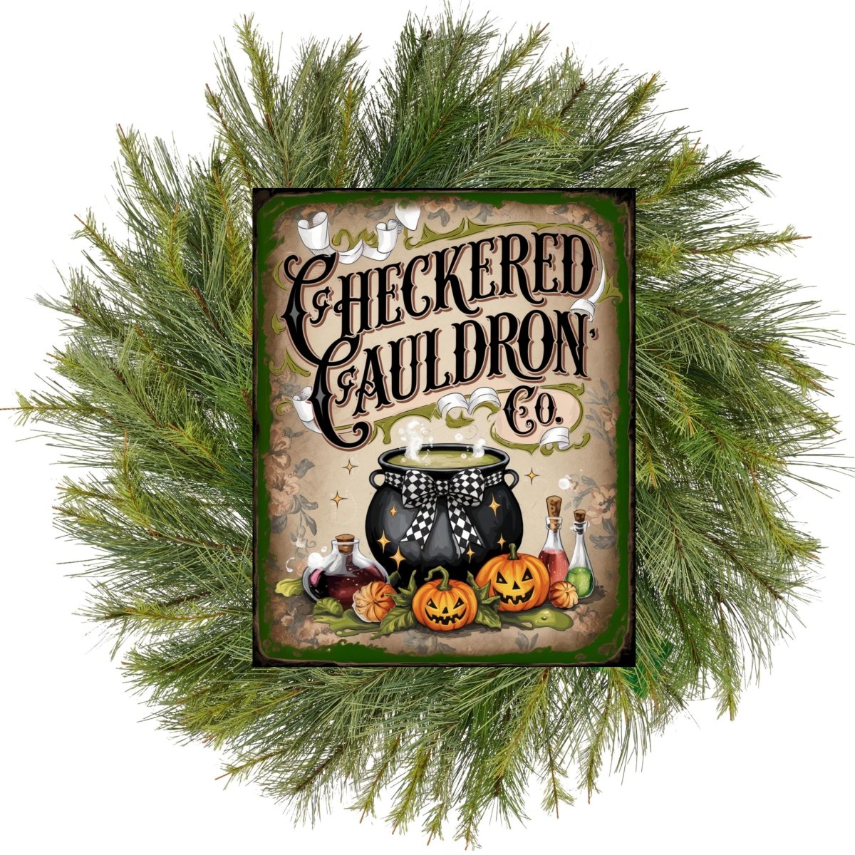 Shop For Checkered Cauldron Co Halloween Sign