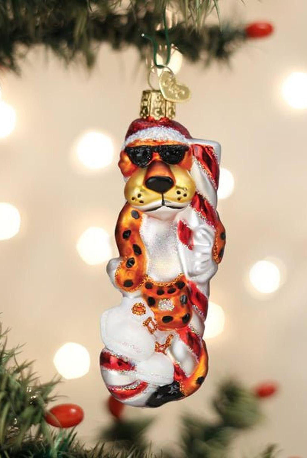 Chester Cheetah On Candy Cane Ornament