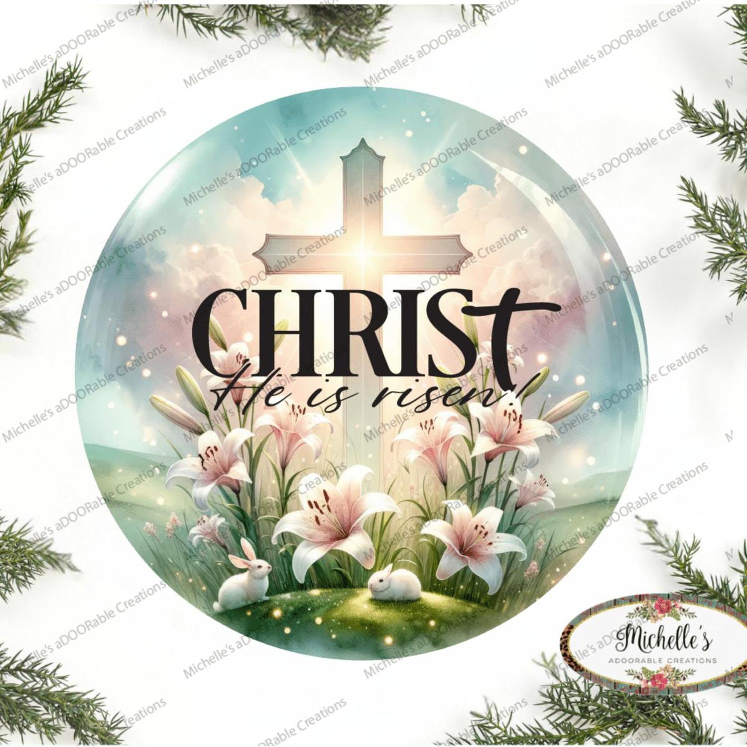 Shop For Christ He Is Risen Cross Round Easter Sign