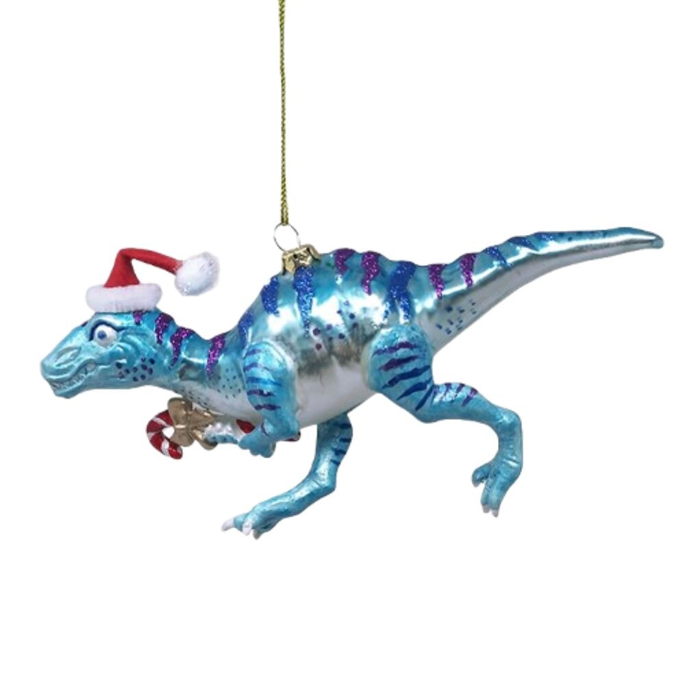 Shop For Christmas Dinosaur Raptor Glass Ornament