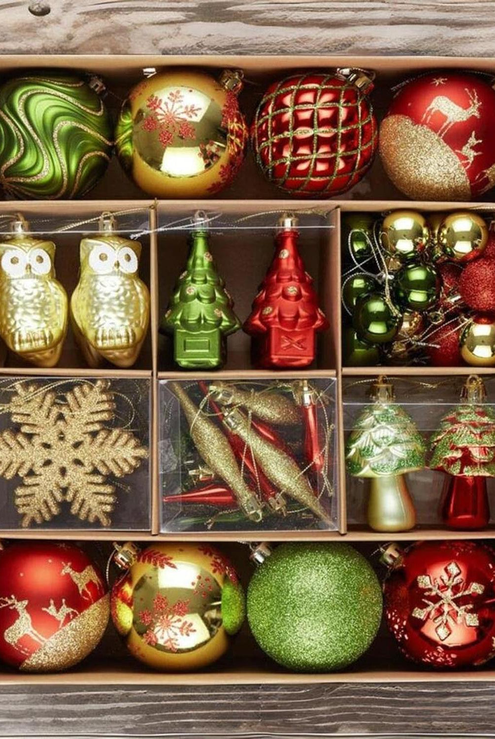 Super Large Enchanted Christmas Forest Ornament Bundle, Set of 80 Glittered Baubles, Snowflakes, Colored Icicles and Trees