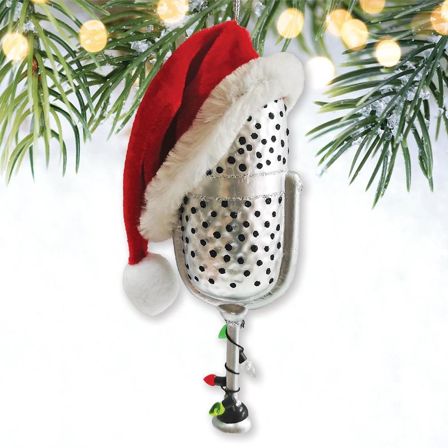 Shop For Christmas Microphone Glass Ornament