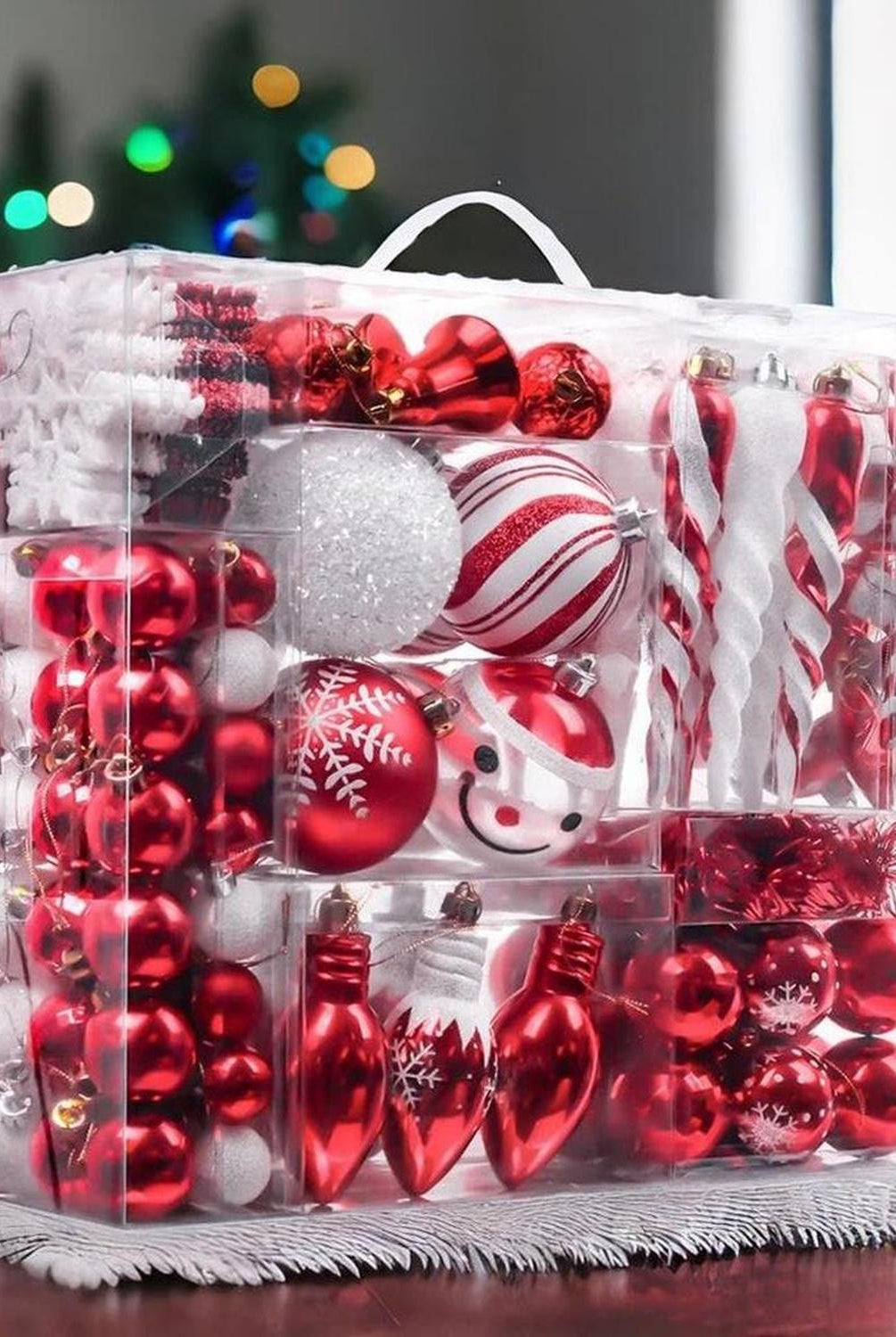 Christmas Paradise Ornament Bundle Mega Set, 155 Red and White Baubles with Many Themes