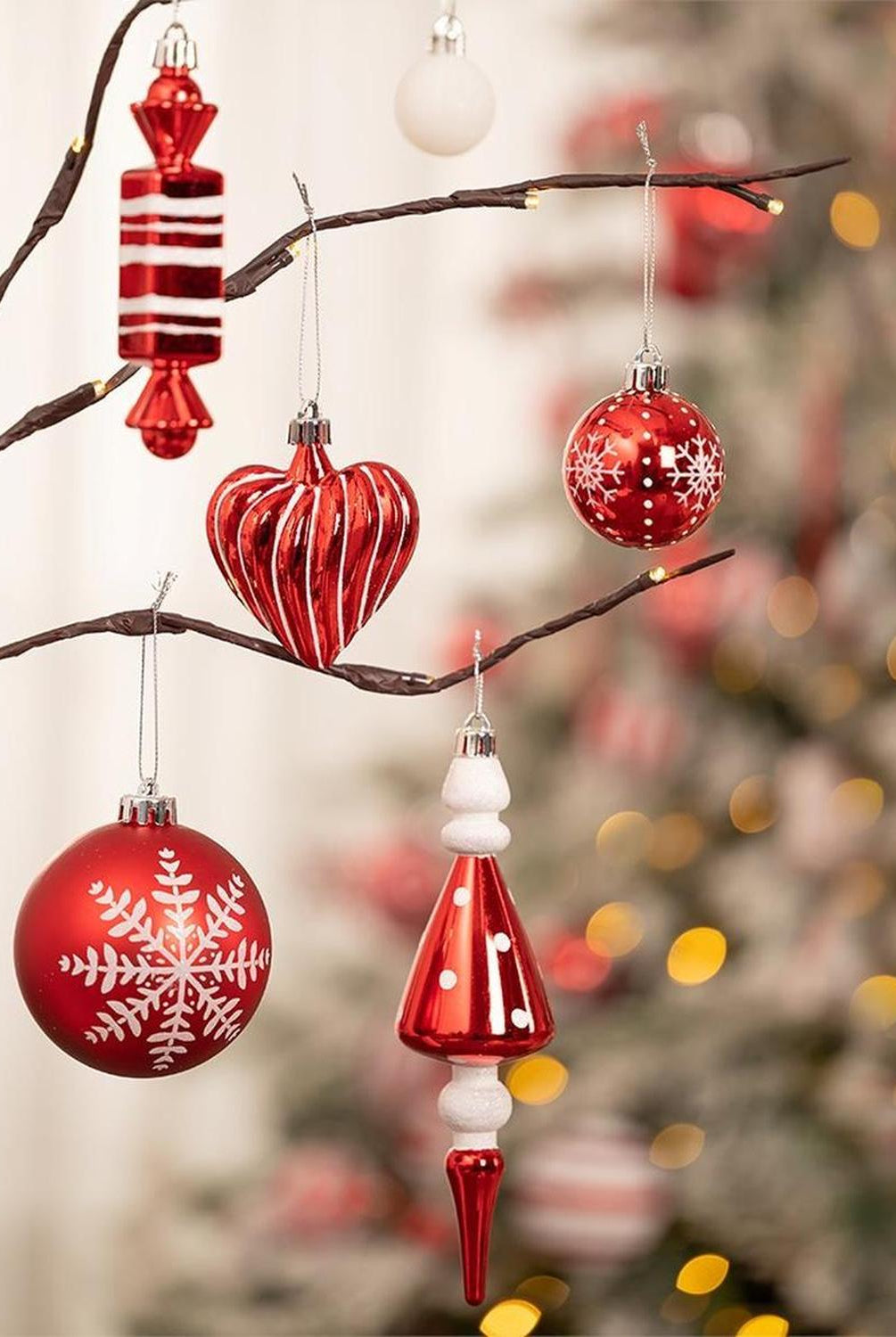 Christmas Paradise Ornament Bundle Mega Set, 155 Red and White Baubles with Many Themes