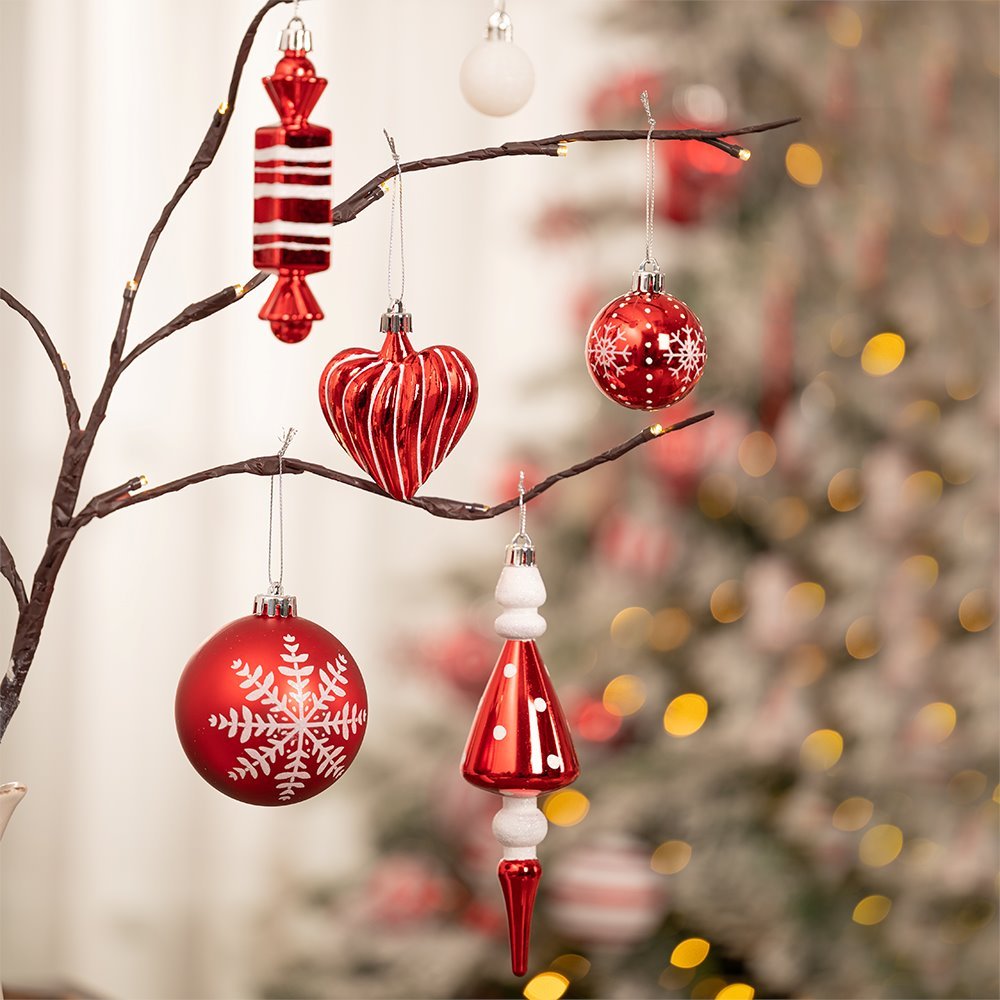 Shop For Christmas Paradise Ornament Bundle Mega Set, 155 Red and White Baubles with Many Themes